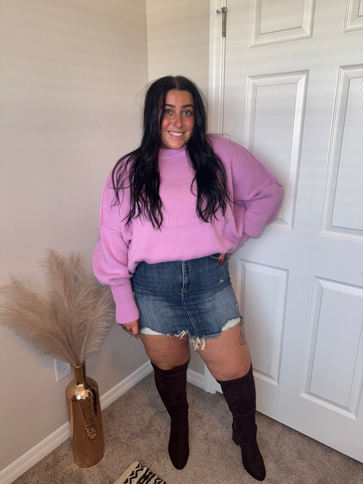Oversized Knit Sweater- Mauve