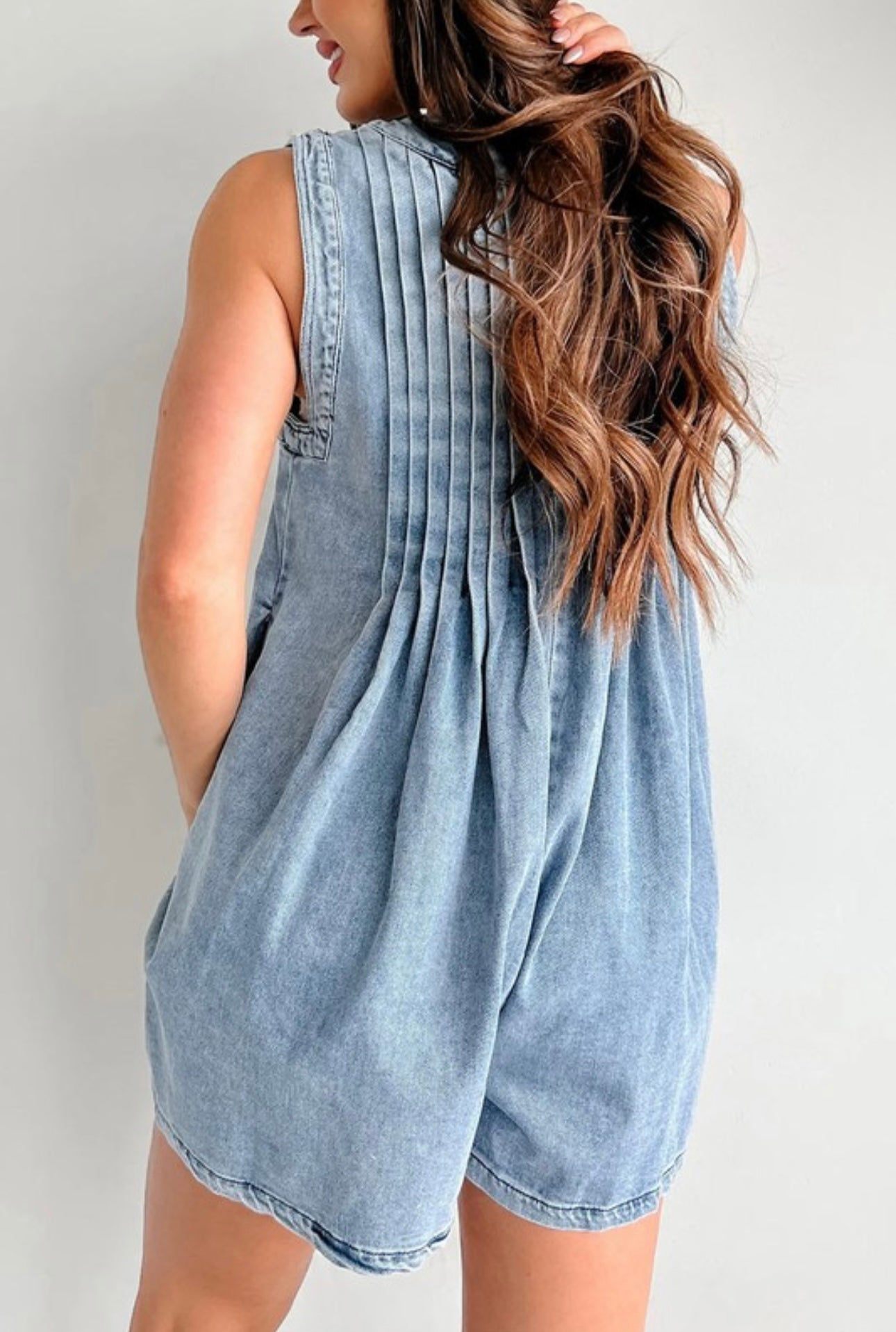 Sleeveless Romper- Denim