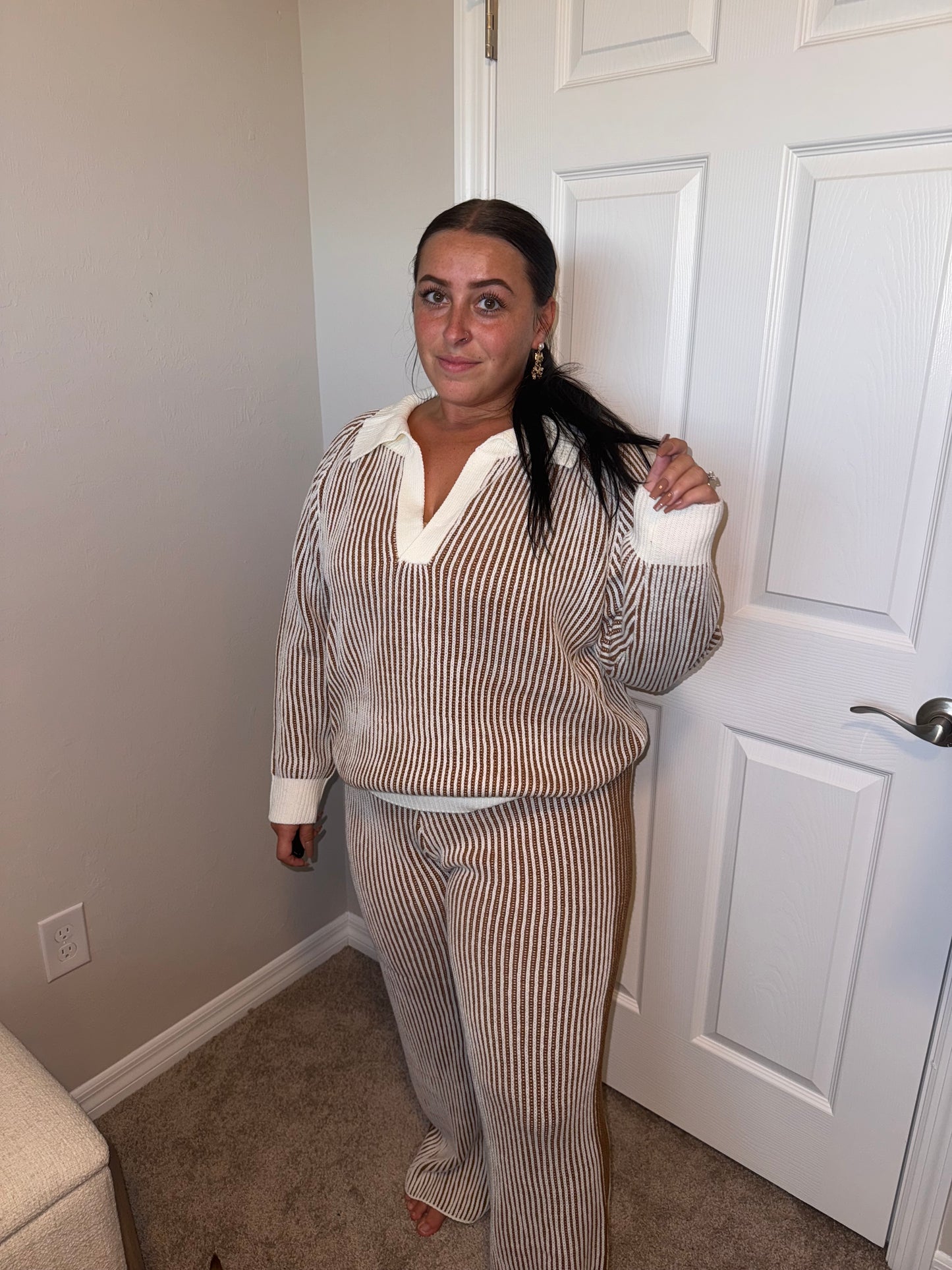 Two toned Rib Knit Set