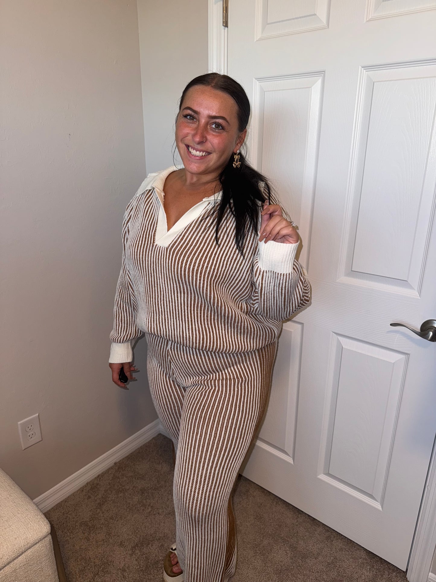Two toned Rib Knit Set