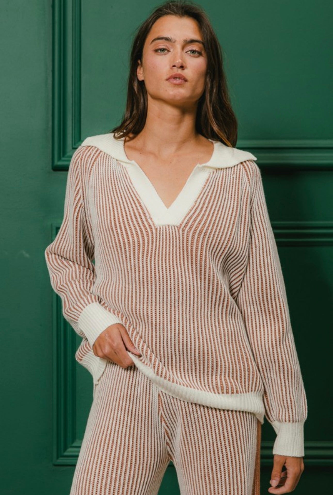 Two toned Rib Knit Set