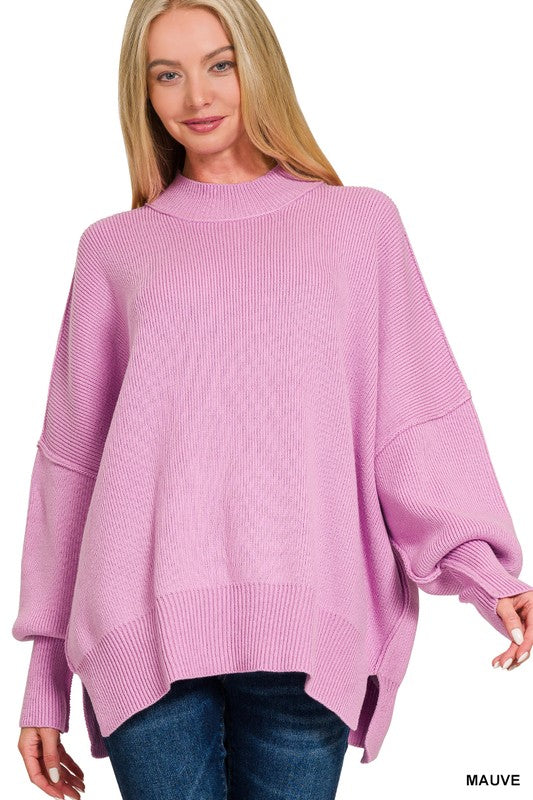 Oversized Knit Sweater- Mauve